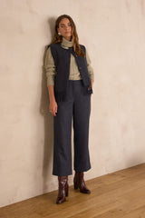 MELINA MOUSE GREY CROPPED WOOL TROUSERS