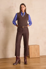 MELINA CROPPED STRIPED WOOL TROUSERS