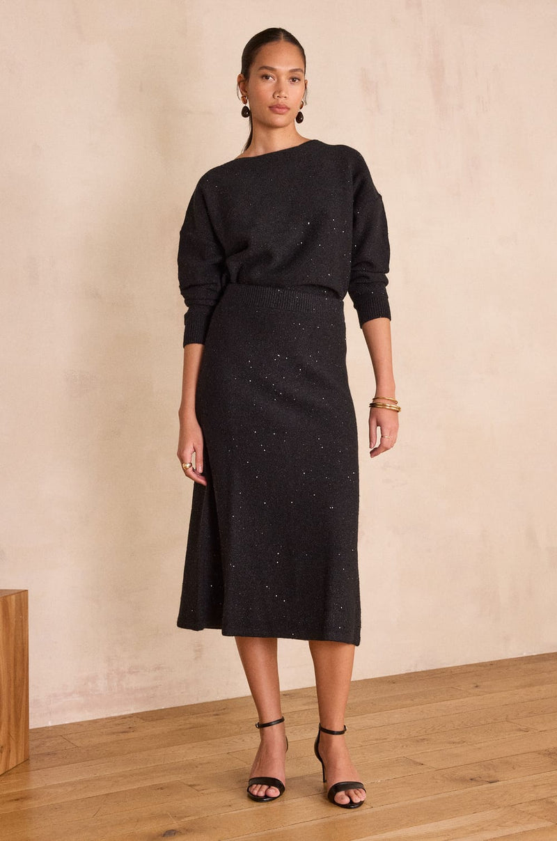 CLEOPATRE SEQUIN KNIT MIDI SKIRT