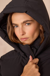 DINA BLACK MID-LENGTH PUFFER JACKET