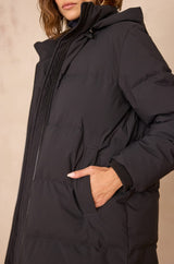 DINA BLACK MID-LENGTH PUFFER JACKET