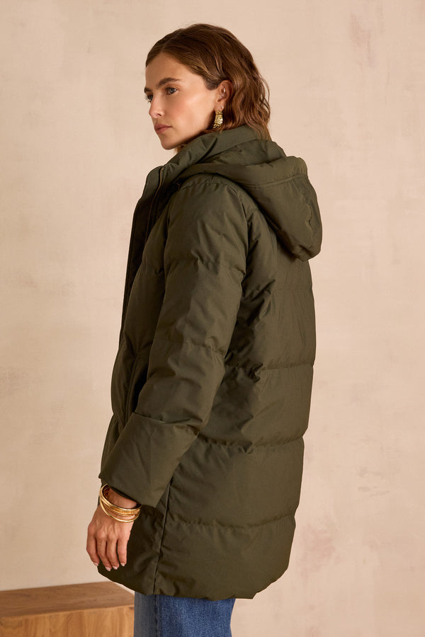 DINA KHAKI MID-LENGTH PUFFER JACKET