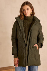 DINA KHAKI MID-LENGTH PUFFER JACKET
