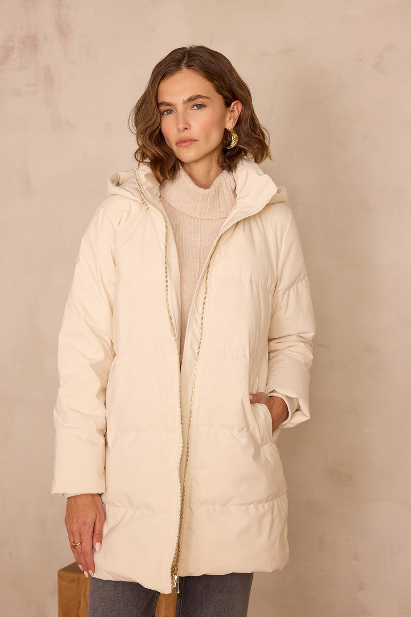 DINA CREAM MID-LENGTH PUFFER JACKET