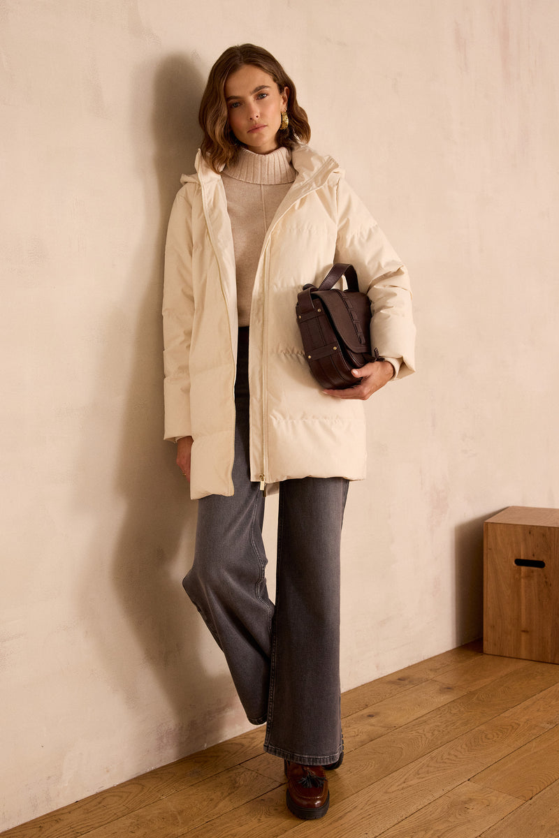 DINA CREAM MID-LENGTH PUFFER JACKET