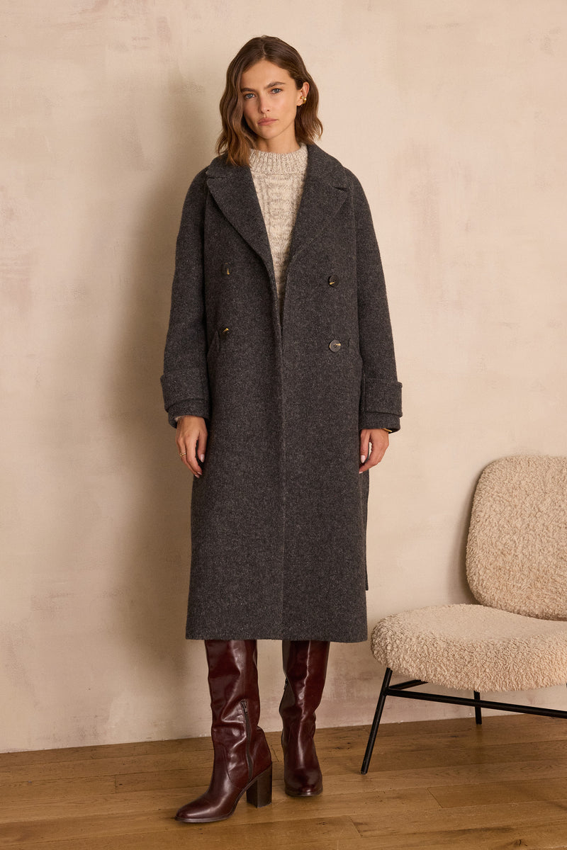 DAREN ANTHRACITE LONG WOOL COAT