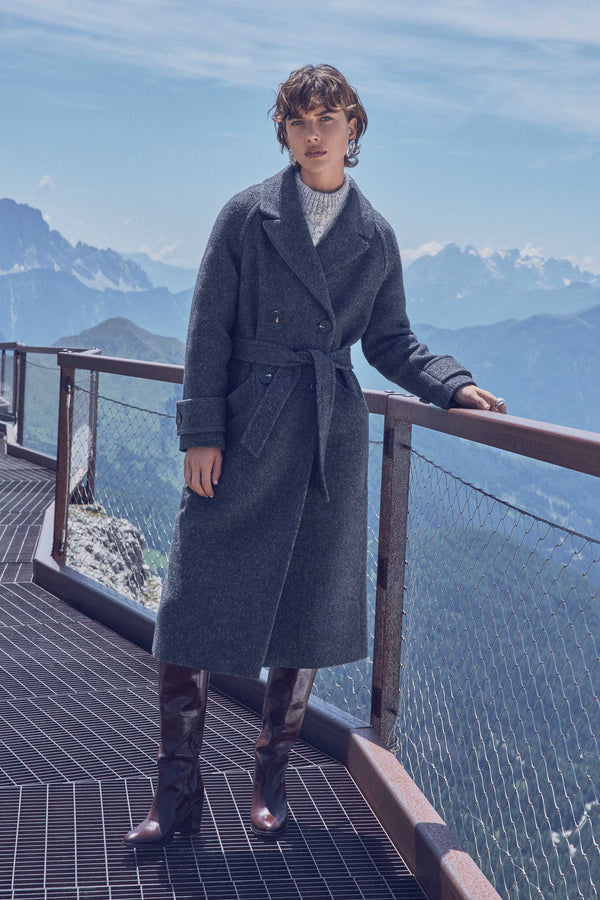 DAREN ANTHRACITE LONG WOOL COAT