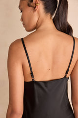 REFLET BLACK STRAIGHT SATIN DRESS