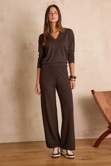 MARINA CHOCOLATE KNIT TROUSERS