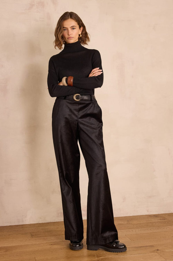 MARTA BLACK COTTON VELVET TROUSERS