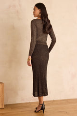 CARILLON COPPER PLEATED KNIT SKIRT