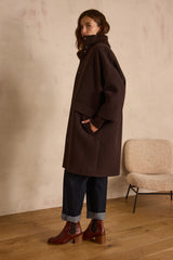 MAGDA CHOCOALTE MID-LENGTH WOOL COAT