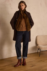 MAGDA CHOCOALTE MID-LENGTH WOOL COAT