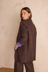 PARKER CHOCOLATE STRIPED WOOL BLAZER