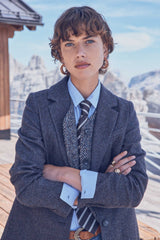 COURTNEY CHOCOLATE HERRINGBONE WOOL BLAZER