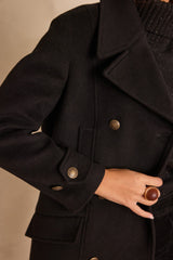DJANIS BLACK WOOL PEACOAT