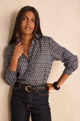 COLETTE NAVY PAISLEY PRINT SHIRT