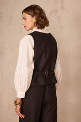 ABEL BIS SLEEVELESS HERRINGBONE WOOL WAISTCOAT