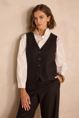 ABEL BIS SLEEVELESS HERRINGBONE WOOL WAISTCOAT