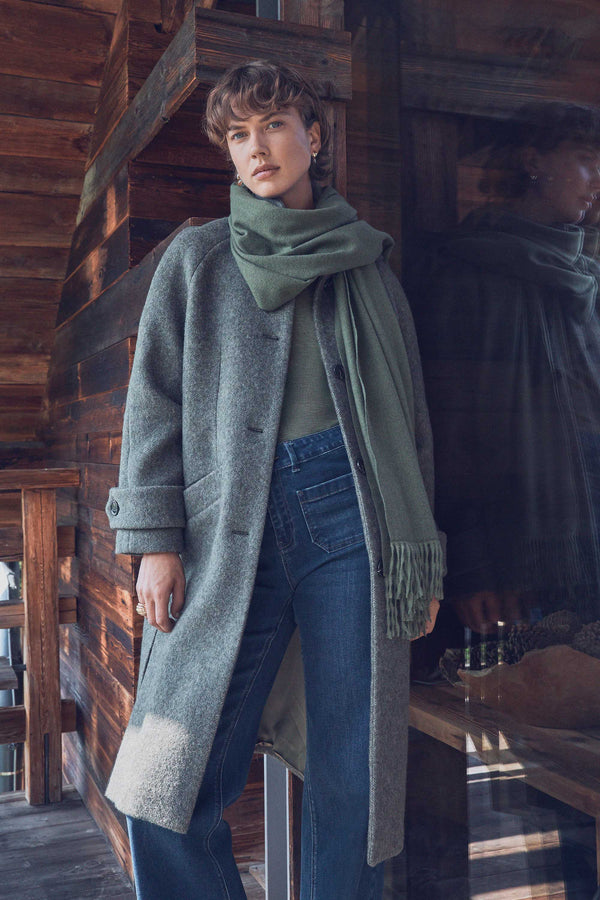 DUKE OLIVE LONG WOOL COAT