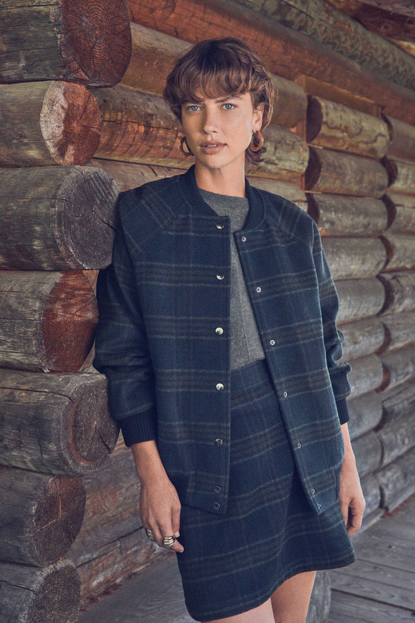 KIM CHECKED WOOL BOMBER JACKET