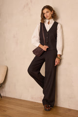 FERGUSON HERRINGBONE WOOL TROUSERS