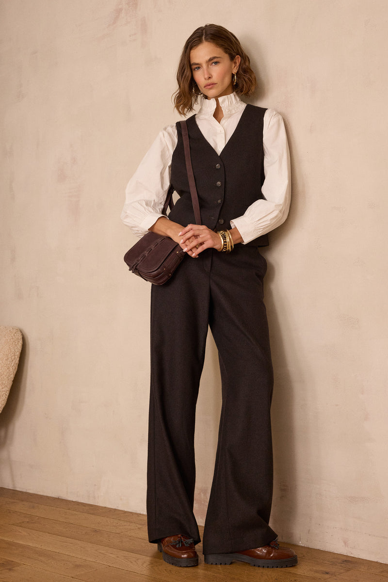 FERGUSON HERRINGBONE WOOL TROUSERS