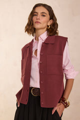 PETRA ROSEWOOD SLEEVELESS CARDIGAN