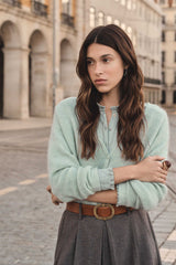 PAOLO BLUE MOHAIR AND WOOL CARDIGAN