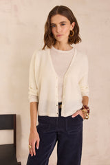 PAOLO ECRU MOHAIR AND WOOL CARDIGAN