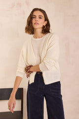 PAOLO ECRU MOHAIR AND WOOL CARDIGAN