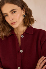 PETER BURGUNDY WOOL CARDIGAN