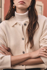 PETER ECRU  WOOL CARDIGAN