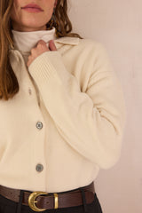 PETER ECRU  WOOL CARDIGAN