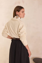 PETER ECRU  WOOL CARDIGAN