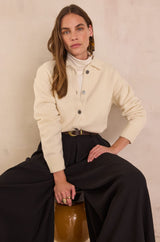 PETER ECRU  WOOL CARDIGAN