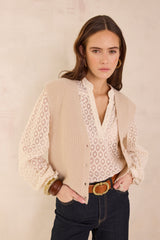 PARATY CREAM SLEEVELESS WOOL CARDIGAN