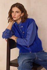 LOULOU ROYAL BLUE SLEEVELESS MOHAIR CARDIGAN