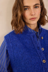 LOULOU ROYAL BLUE SLEEVELESS MOHAIR CARDIGAN