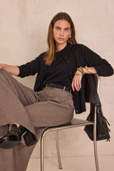 PAYTON BIS BLACK WOOL BLEND SHORT SLEEVE JUMPER