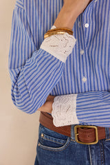 DIVINE STRIPED LACE CUFF SHIRT