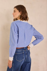 DIVINE STRIPED LACE CUFF SHIRT