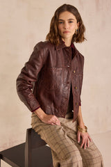 CARLA BRICK 100% LEATHER JACKET