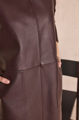 BRUME BURGUNDY SHORT SLEEVELESS LEATHER DRESS