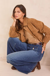 PITT LIGHT CAMEL V-NECK WOOL JUMPER