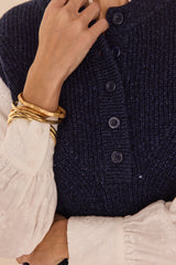 POPPY BLUE SLEEVELESS WOOL BLEND JUMPER