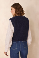POPPY BLUE SLEEVELESS WOOL BLEND JUMPER