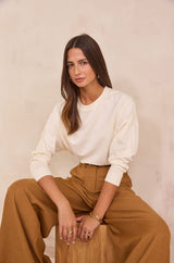 LISA WHEAT LINEN AND COTTON SWEATSHIRT