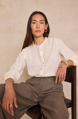 DALIA CREAM EMBROIDERED COTTON BLOUSE