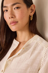 DALIA CREAM EMBROIDERED COTTON BLOUSE